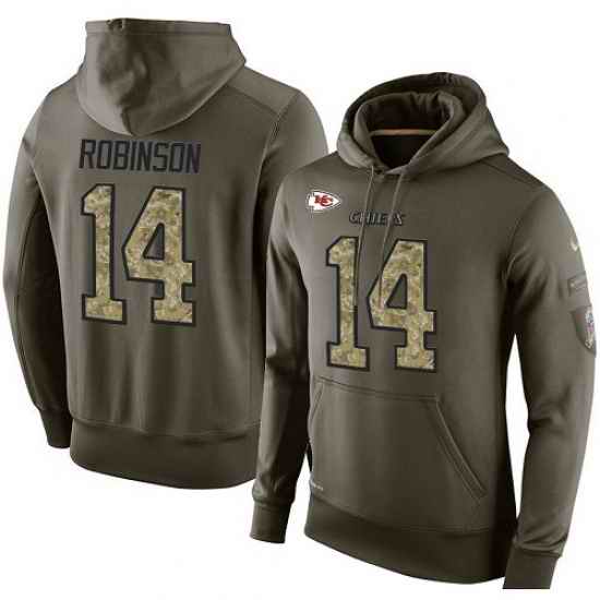 NFL Nike Kansas City Chiefs 14 Demarcus Robinson Green Salute To Service Mens Pullover Hoodie